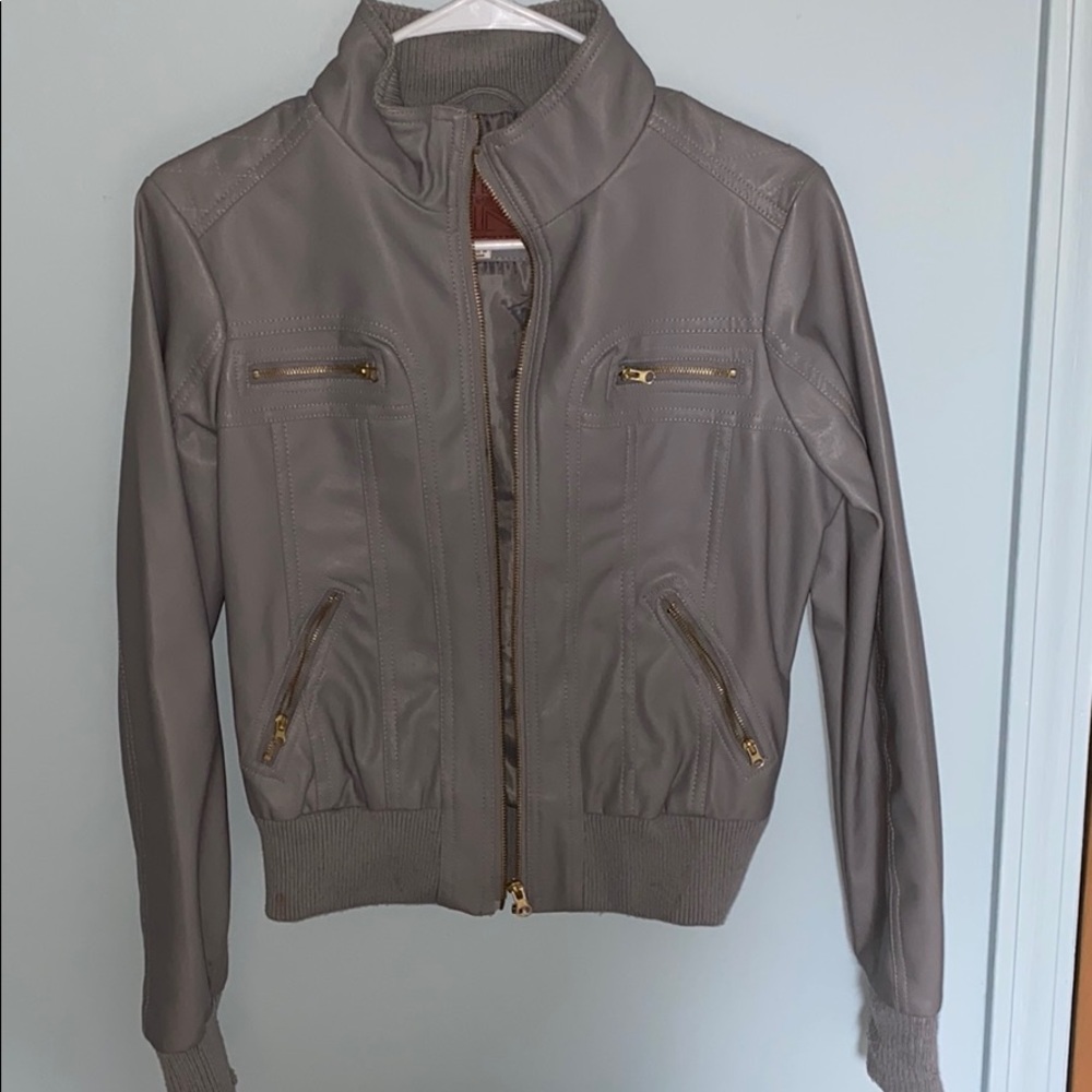 Grey leather jacket